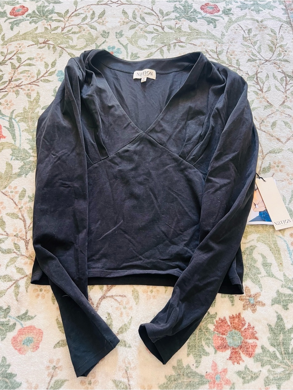 Nation Los Angeles Black Long Sleeve Top Medium NWT